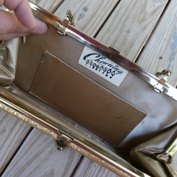 Women's Vintage Sparkly Gold Clutch Purse Hollywood Regency Glam MCM - Picture 6 of 7